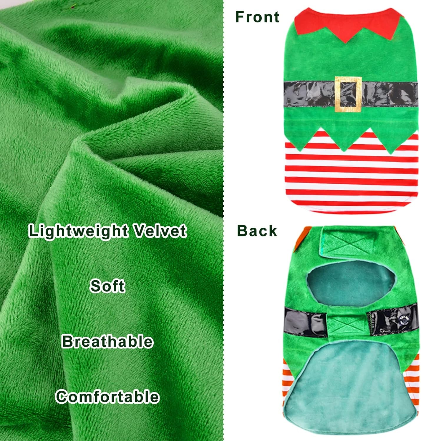 Christmas Dog Pajamas, Winter Warm Cute Holiday Theme Dog Onesie Jumpsuit Stretchy Doggie Sweater Puppy Clothes Outift Xmas Tiny Pet PJS for Small Dogs Cat Apparel (Green, Small)