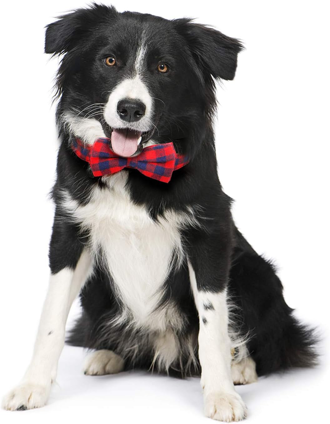 Dog Bow Tie, Dog Cat Collar with Bow Tie Buckle Light Plaid Dog Collar for Dogs Cats Pets Soft Comfortable,Adjustable (S, Red)