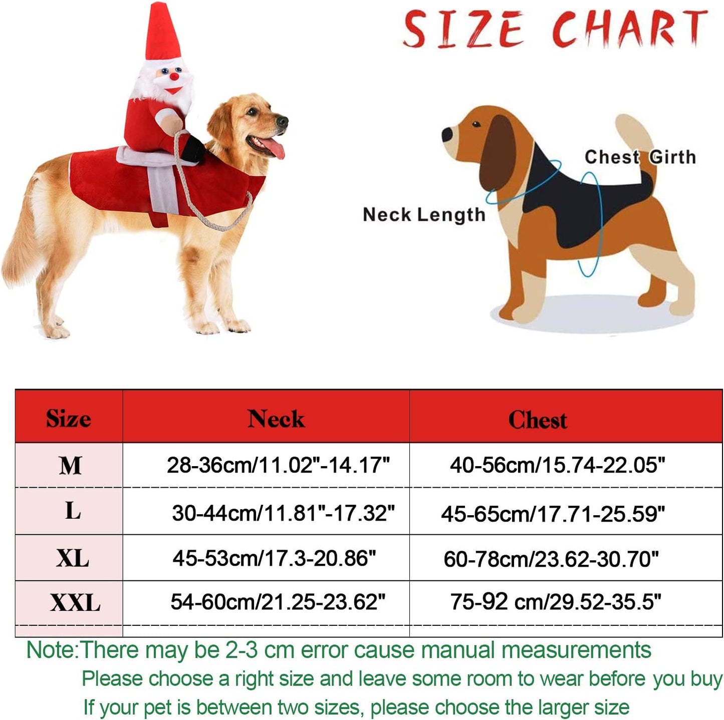 Clearance Christmas Dog Costume Funny Dog Christmas Santa Claus Costume Riding on Dog Pet Cat Christmas Holiday Outfit Pet Christmas Clothes Dressing up for Christmas Party (Xx-Large)