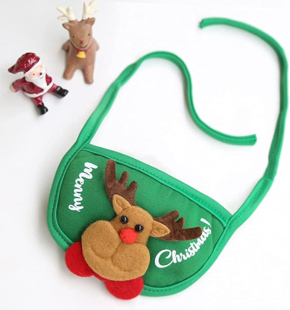 Pet Christmas Costume Outfit Set, 6Pcs Dog Xmas Hat Bandana Socks Set,Pet Christmas Hat Saliva Towel Bib Bow Tie Sock Set for Small Medium Dogs Cats Pets (Green, S: within 2-8Kg)