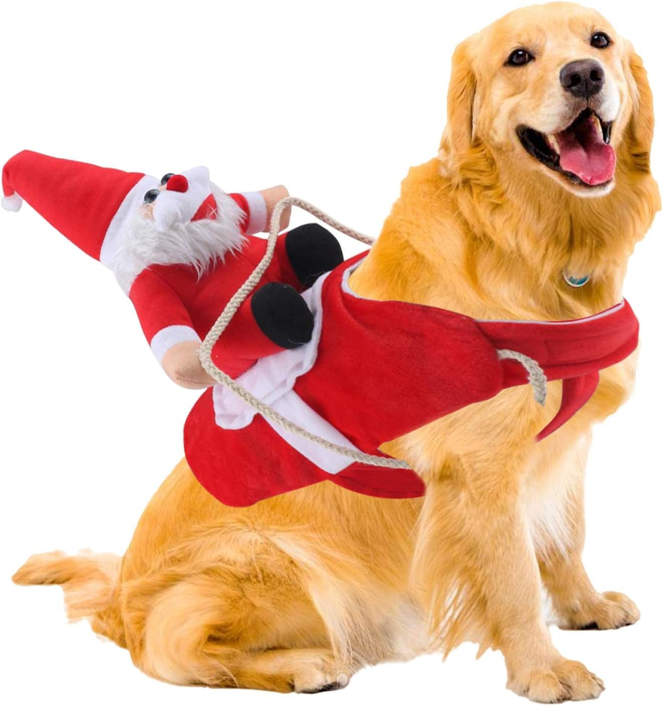Clearance Christmas Dog Costume Funny Dog Christmas Santa Claus Costume Riding on Dog Pet Cat Christmas Holiday Outfit Pet Christmas Clothes Dressing up for Christmas Party (Xx-Large)