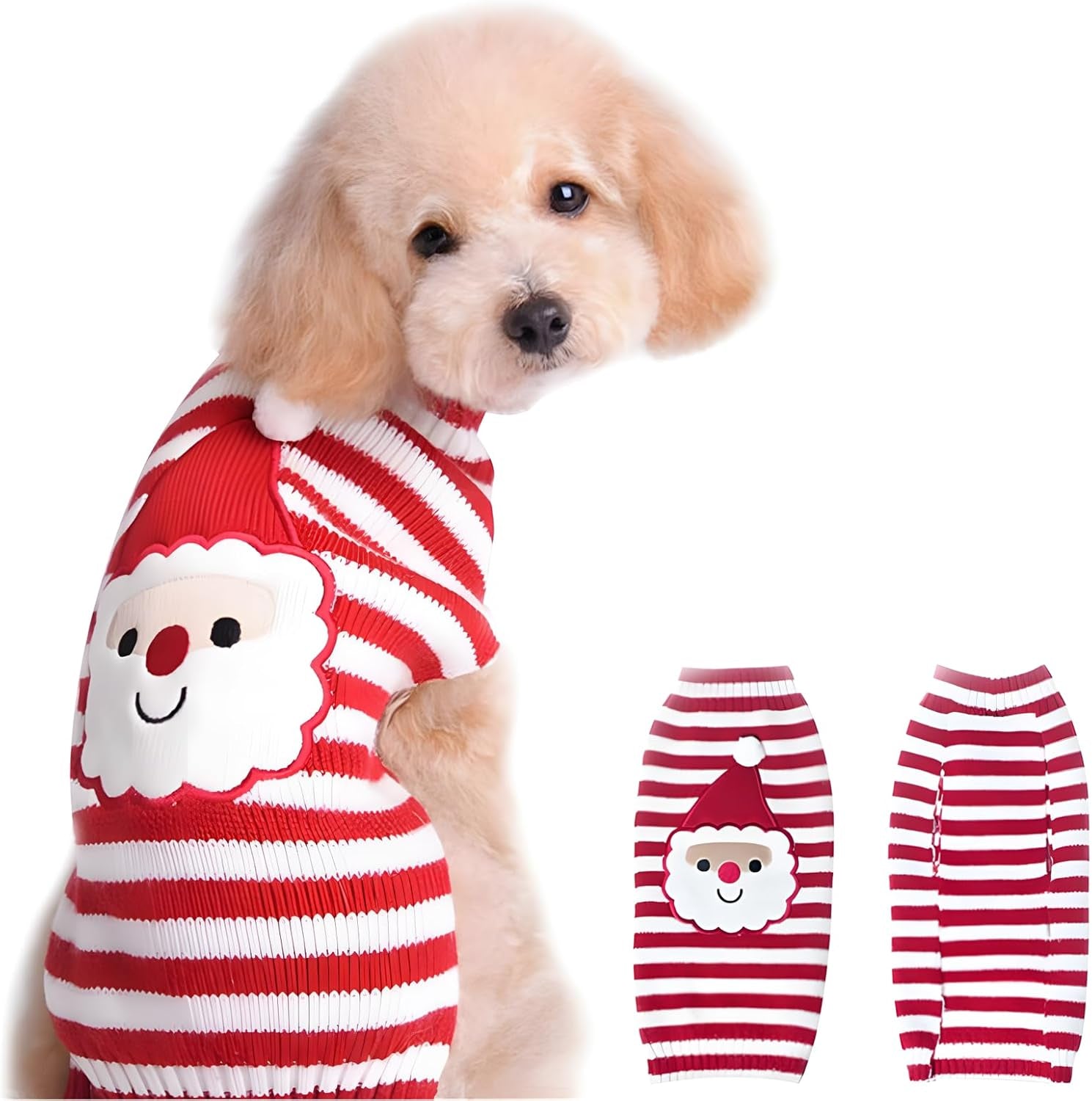 Santa Claus Pet Sweater Dog Sweaters Cold Weather Outfit for Small to Medium Sized Dogs and Cats for Christmas Day (Santa Claus, Small)