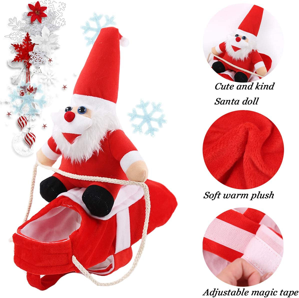 Clearance Christmas Dog Costume Funny Dog Christmas Santa Claus Costume Riding on Dog Pet Cat Christmas Holiday Outfit Pet Christmas Clothes Dressing up for Christmas Party (Xx-Large)