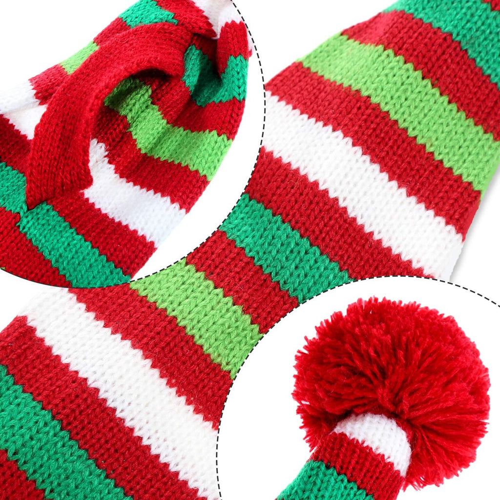 2 Pieces Christmas Striped Knitted Dog Scarf Winter Dog Neck Warmer Costume Xmas Holiday Pet Bandana Cat Puppy Scarf Accessories
