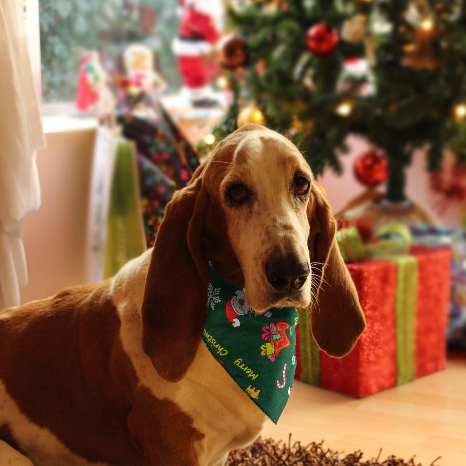 Merry Christmas Dog Bandana Pet Triangle Scarf- 2 Pack Dog Holiday Bandanas Bib Cat Bandana Christmas - Seasonal Dog Bandana Cotton Neckerchief, Ideal Gift for Pet Cat Kitten Dog Puppy Doggy