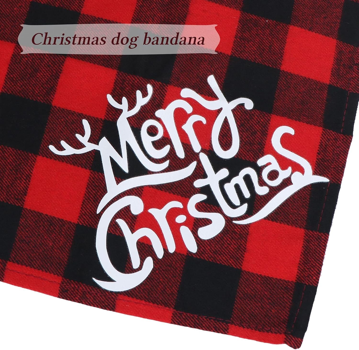 2 Pack Christmas Plaid Dog Bandanas, Merry Christmas Holiday Plaid Dog Bandanas for Large Medium Dog Christmas Costume Decorations (Red & Green, Merry Christmas)