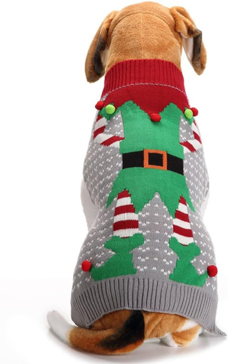 Christmas Dog Sweater Ugly Elf Pet Jumper Clown Holiday and Party for Dog and Cat (M)