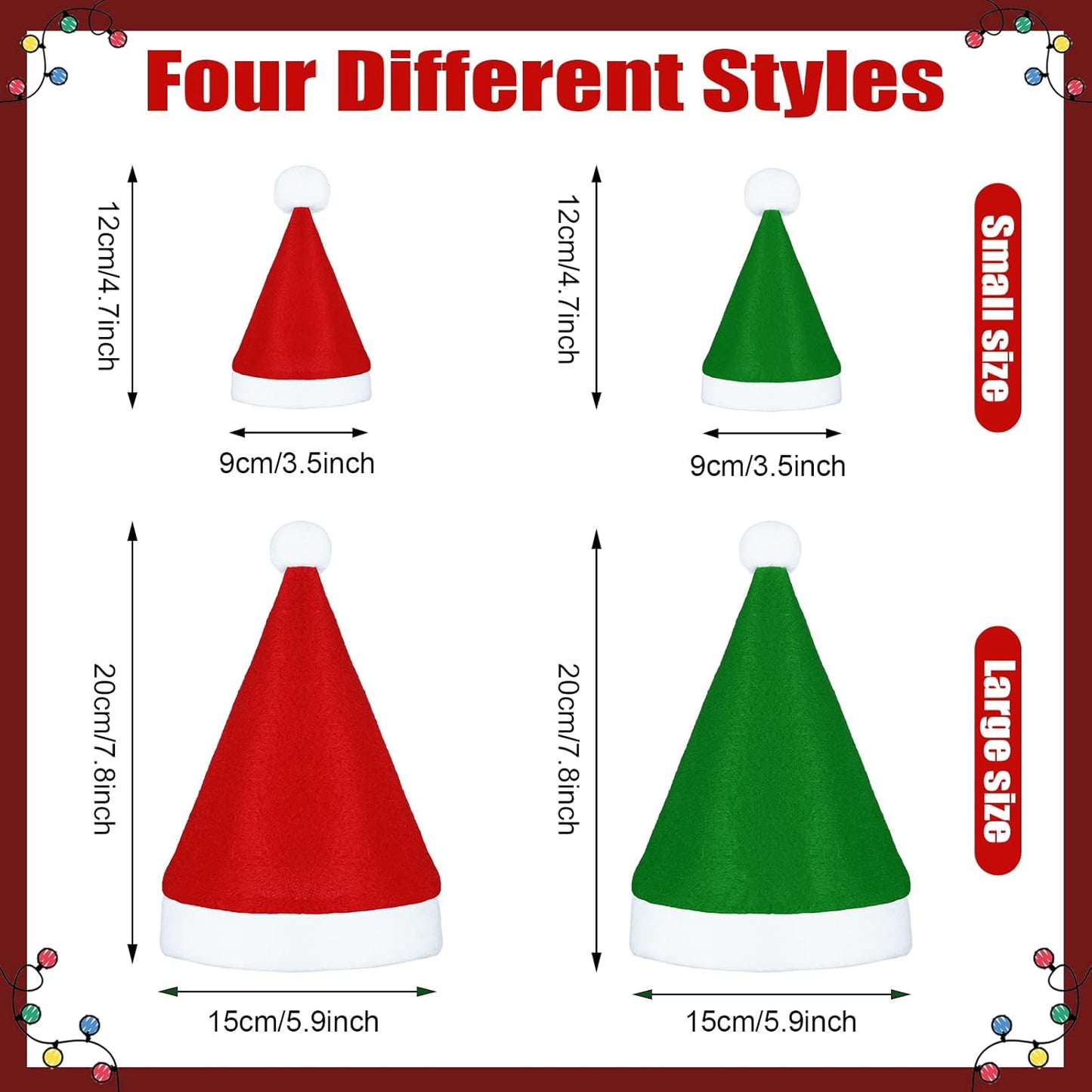 Dog Christmas Hats 4 Pieces Plaid Dog Santa Hats Small Animal Hats Pet Christmas Hats Cat and Dog Pet Costumes 5.5 X 7.8 Inch, 3.5 X 4.3 Inch (Red, Green,Classic Pattern)