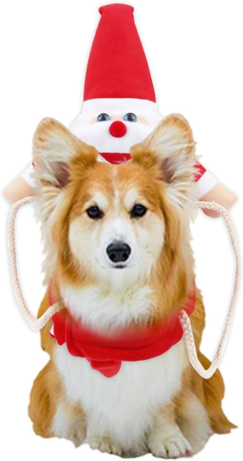 Clearance Christmas Dog Costume Funny Dog Christmas Santa Claus Costume Riding on Dog Pet Cat Christmas Holiday Outfit Pet Christmas Clothes Dressing up for Christmas Party (Xx-Large)