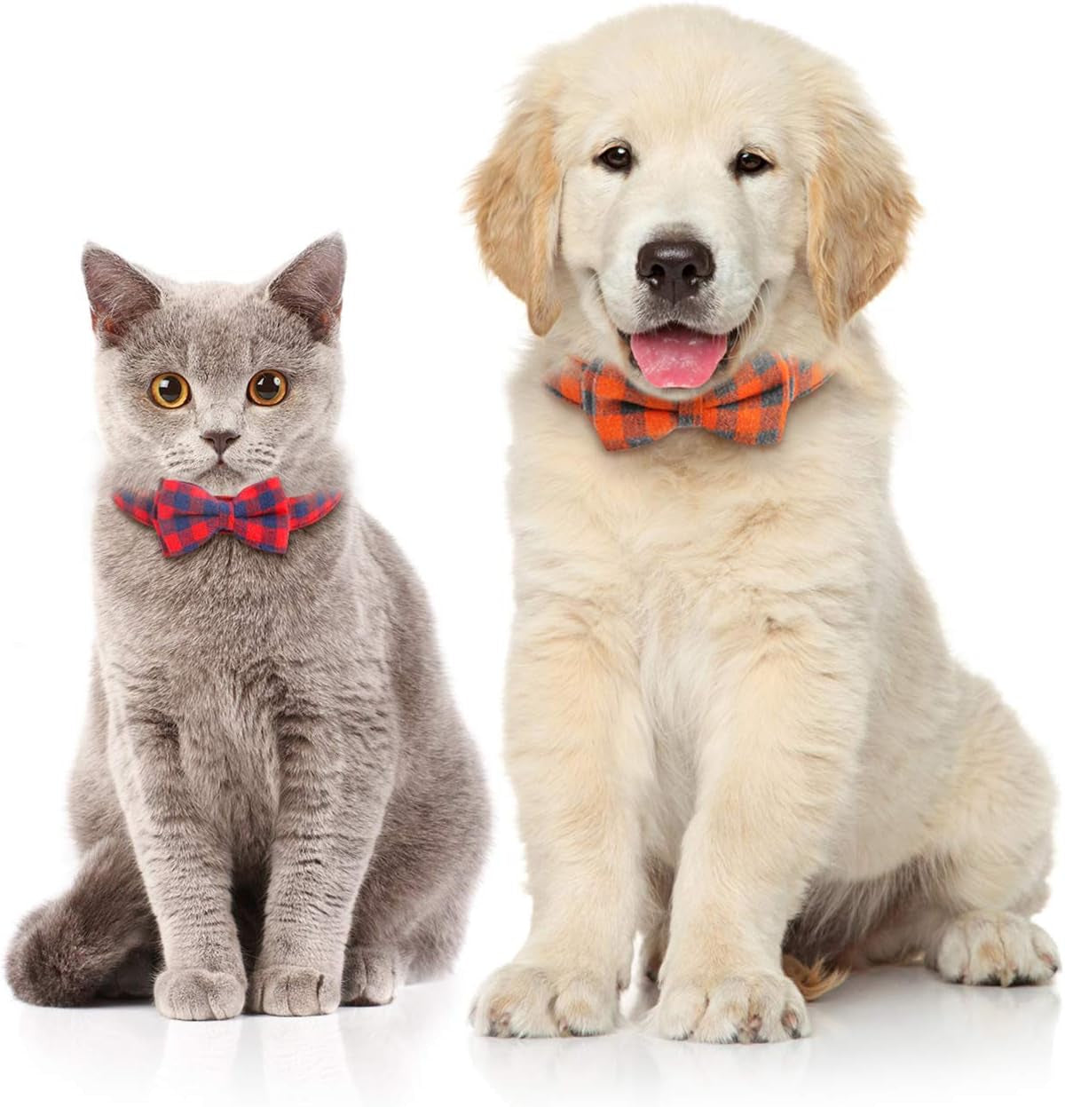 Dog Bow Tie,  Dog Cat Collar with Bow Tie Buckle Light Plaid Dog Collar for Dogs Cats Pets Soft Comfortable,Adjustable (S, Red)