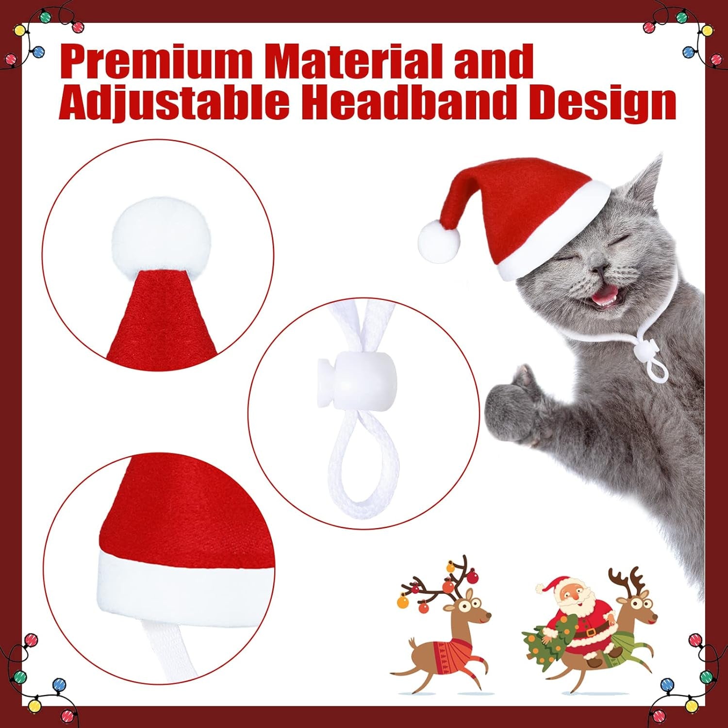 Dog Christmas Hats 4 Pieces Plaid Dog Santa Hats Small Animal Hats Pet Christmas Hats Cat and Dog Pet Costumes 5.5 X 7.8 Inch, 3.5 X 4.3 Inch (Red, Green,Classic Pattern)