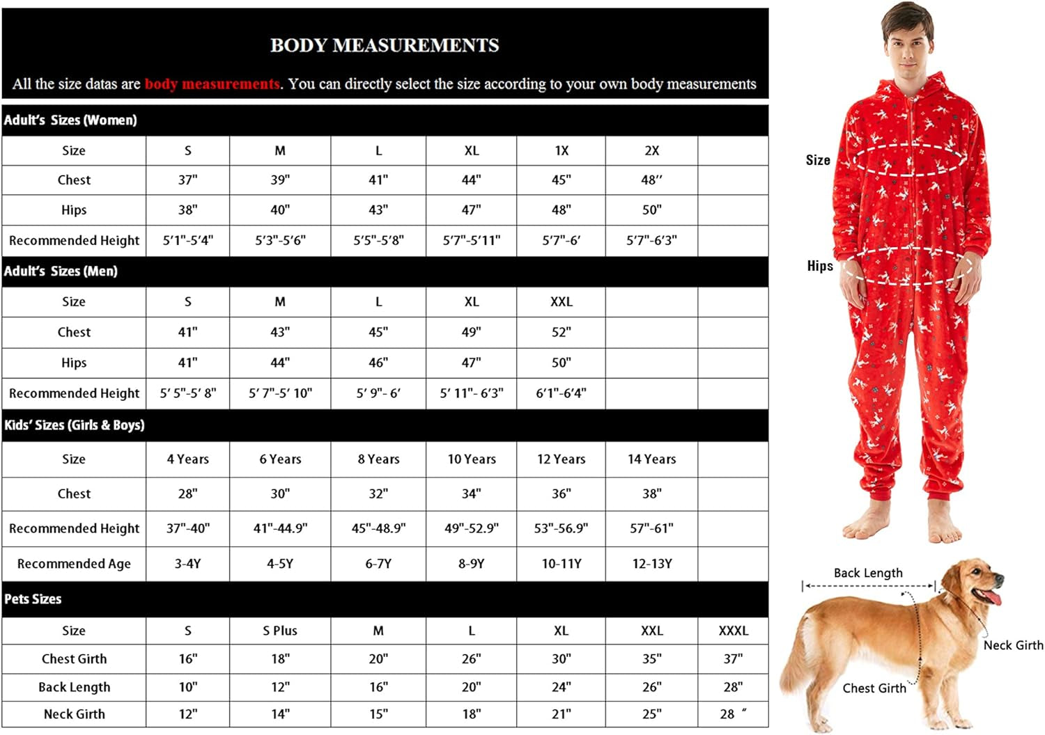 Family Christmas Pajamas Set for Women, Drop Seat Hooded Zip up Cozy Ladies Onesie Pajamas Outfit Red Elk Small