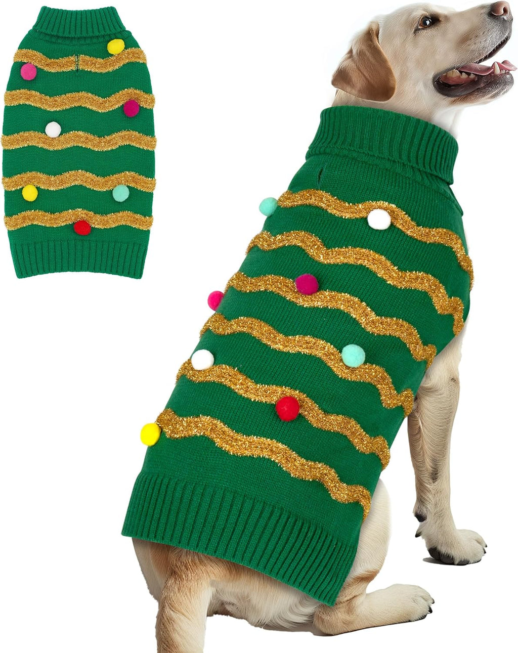 Dog Christmas Sweater Warm Dog Sweaters for Large Dogs Turtleneck Xmas Dogs Clothes with Leash Hole Pet Holiday Outfit XXXL