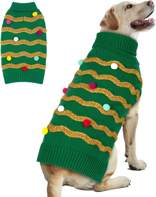 Dog Christmas Sweater Warm Dog Sweaters for Large Dogs Turtleneck Xmas Dogs Clothes with Leash Hole Pet Holiday Outfit XXXL