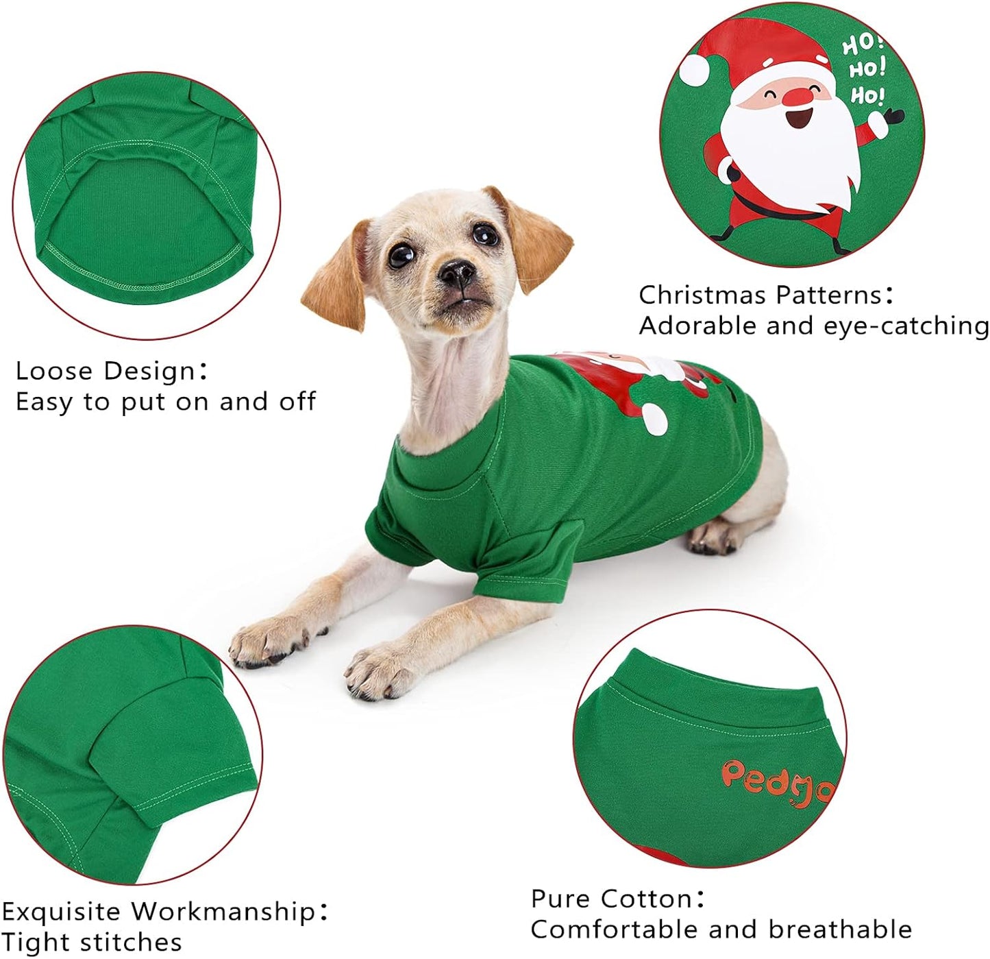3 Pack Dog Christmas Shirt Santa Claus, Snowman, Elf Pet Xmas Clothes Printed Puppy T-Shirt Cosplay Pet Apparel for Small Dogs and Cats Dress up Cosplay Gifts (S)