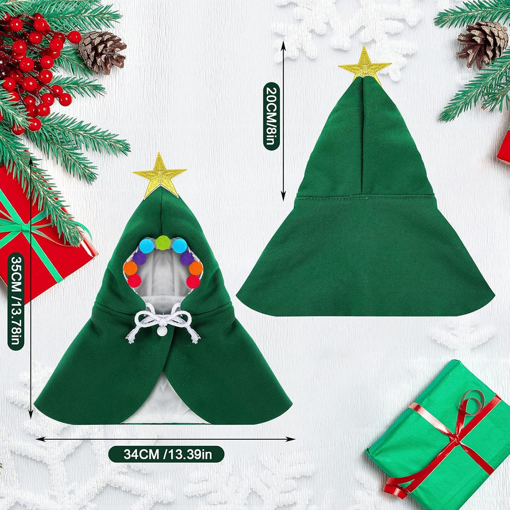 2 Pieces Christmas Cat Outfit Christmas Cat Dog Costume Christmas Pet Cape Puppy Xmas Cloak with Star and Pompoms Dog Santa Cape with Santa Hat Pet Clothes for Cats and Puppy (Medium)