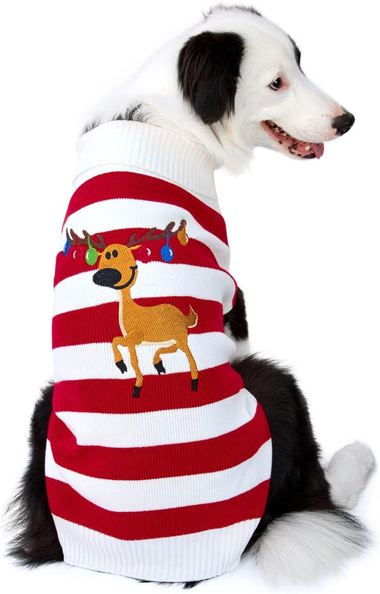 Dog Sweater Pet Christmas Elk Bells Sweaters Halloween Reindeer for Small Dog and Cat (M, Red)