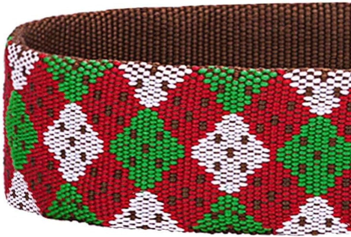 4 Patterns Christmas Party Fair Isle Style Adjustable Dog Collar with Detachable Bow Tie, Small, Neck 12"-16"