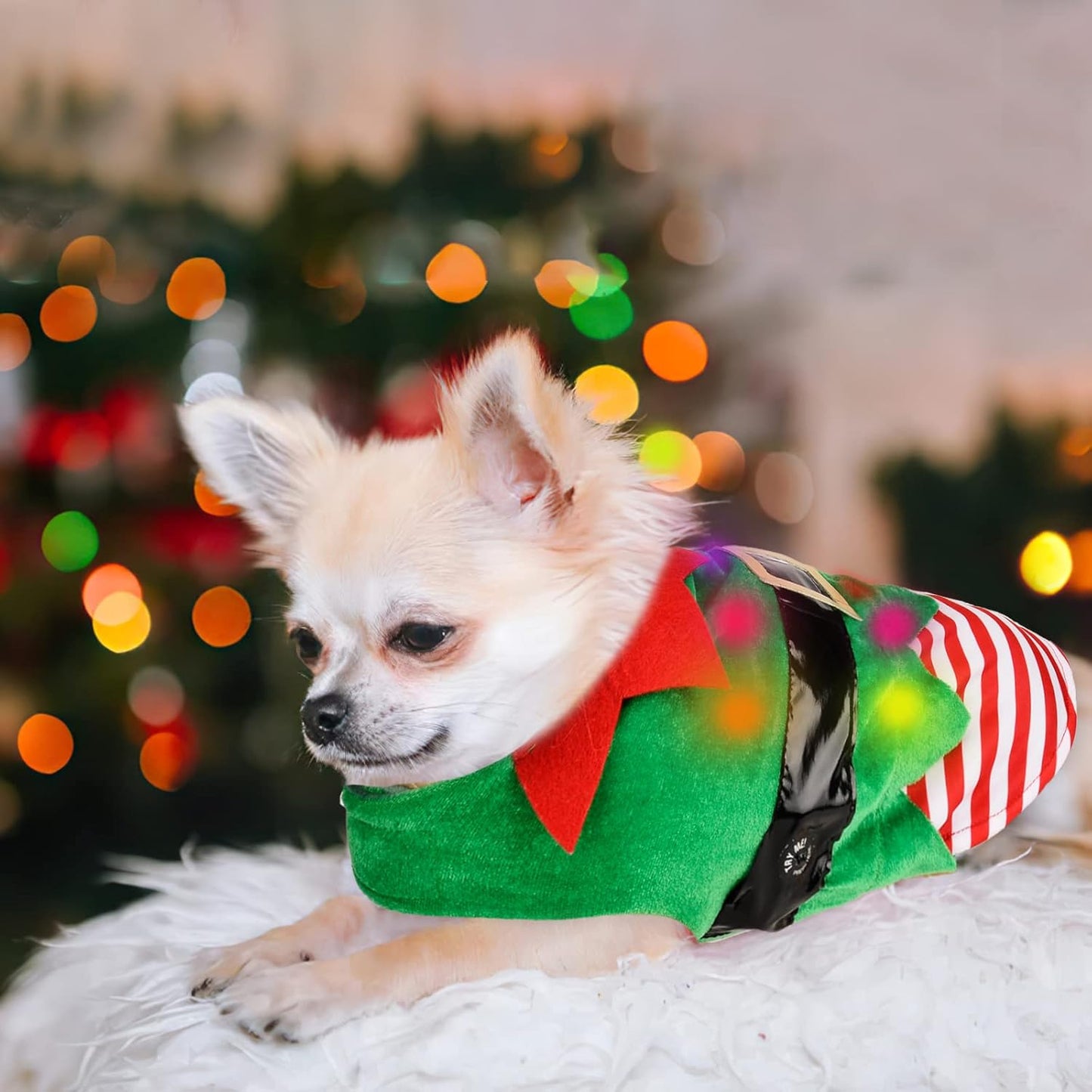 Christmas Dog Pajamas, Winter Warm Cute Holiday Theme Dog Onesie Jumpsuit Stretchy Doggie Sweater Puppy Clothes Outift Xmas Tiny Pet PJS for Small Dogs Cat Apparel (Green, Small)