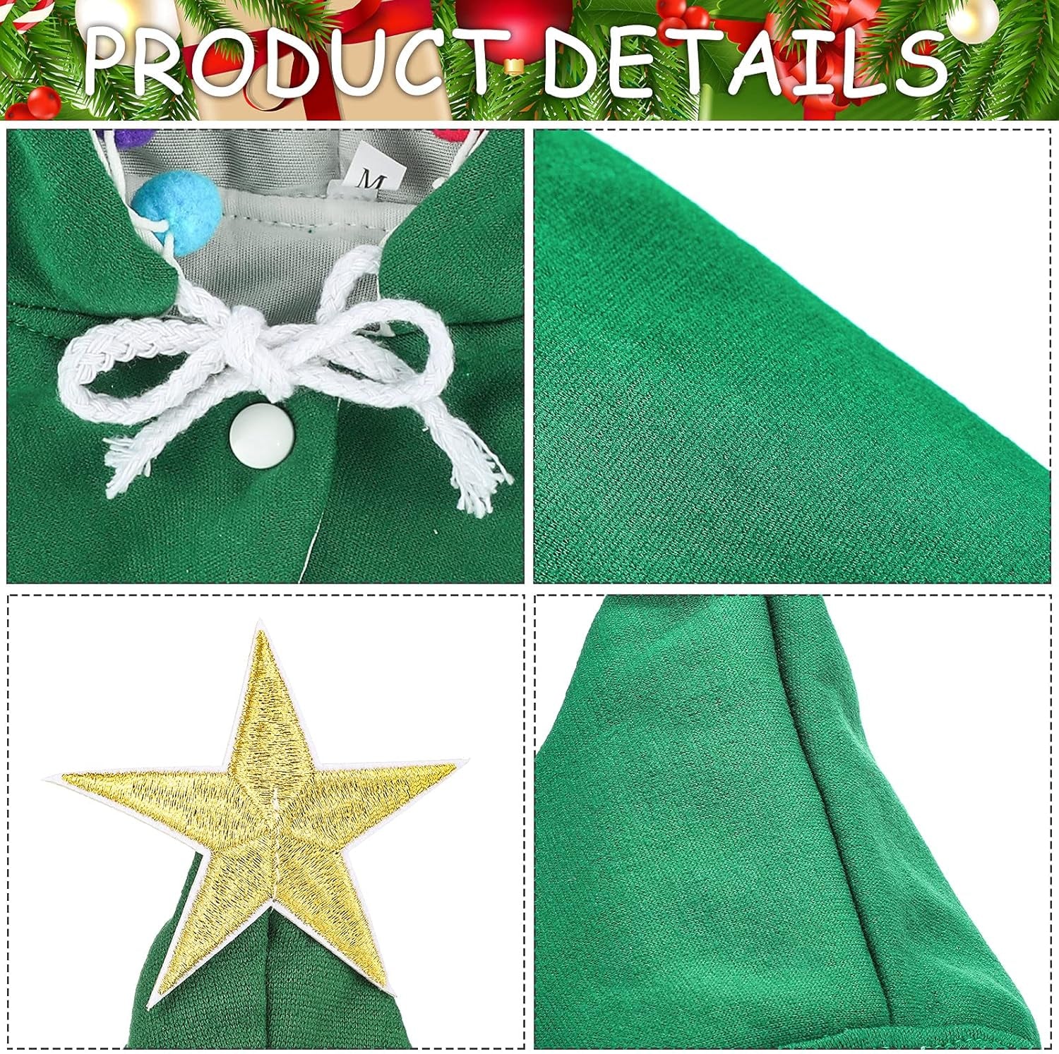 2 Pieces Christmas Cat Outfit Christmas Cat Dog Costume Christmas Pet Cape Puppy Xmas Cloak with Star and Pompoms Dog Santa Cape with Santa Hat Pet Clothes for Cats and Puppy (Medium)