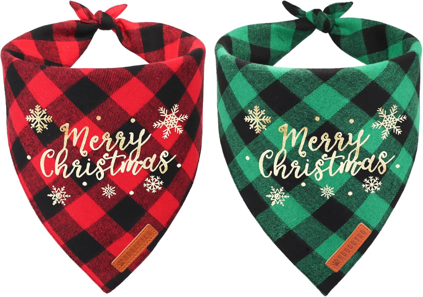 2 Pack Christmas Dog Plaid Bandana Triangle Bib Set Pet Christmas Bandanas Scarf Accessories for Medium Large Dogs Pets (Large)