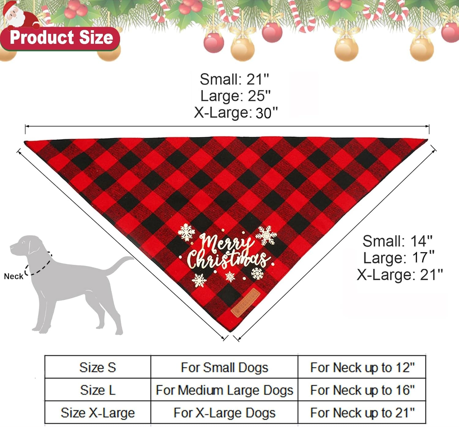 2 Pack Christmas Dog Plaid Bandana Triangle Bib Set Pet Christmas Bandanas Scarf Accessories for Medium Large Dogs Pets (Large)